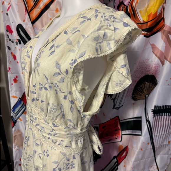 NWOT Reformation unlined pastel blue flowered country cotton smock pocket dress - Picture 13 of 16